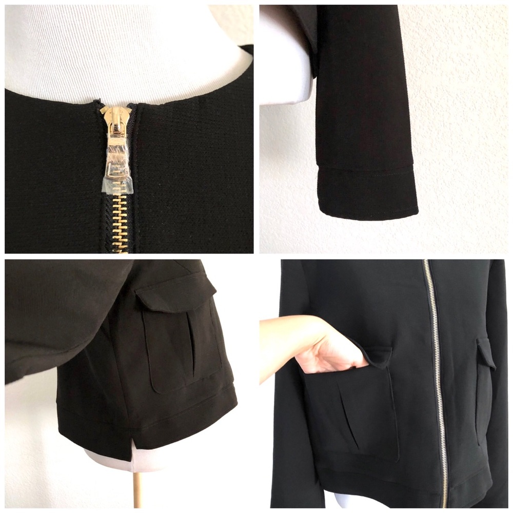 NWT FRNCH Cropped Zip Front Jacket Blazer Black - Picture 6 of 8